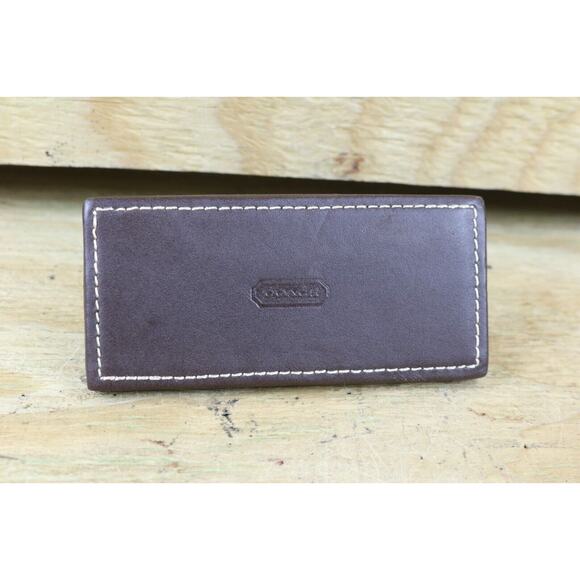 Vintage COACH Brown Leather Desk Business Card Holder Executive Accessory Office - Picture 2 of 4